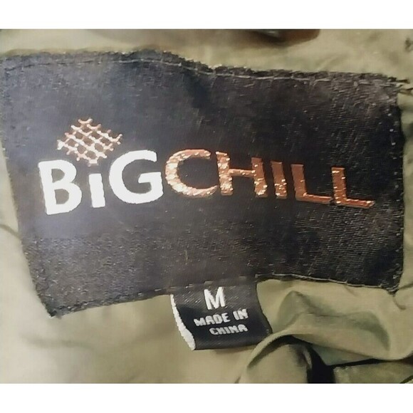 Womens Big Chill Long Puffer Coat W/Removable Hood Faux Fur Trim Medium Green - Picture 11 of 13